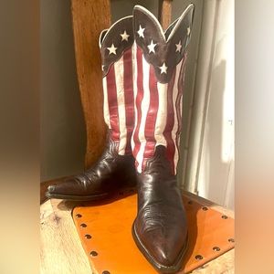 STARS & STRIPES Montana Boot Co inlay leather Cowboy Western Boots W 7.5 B